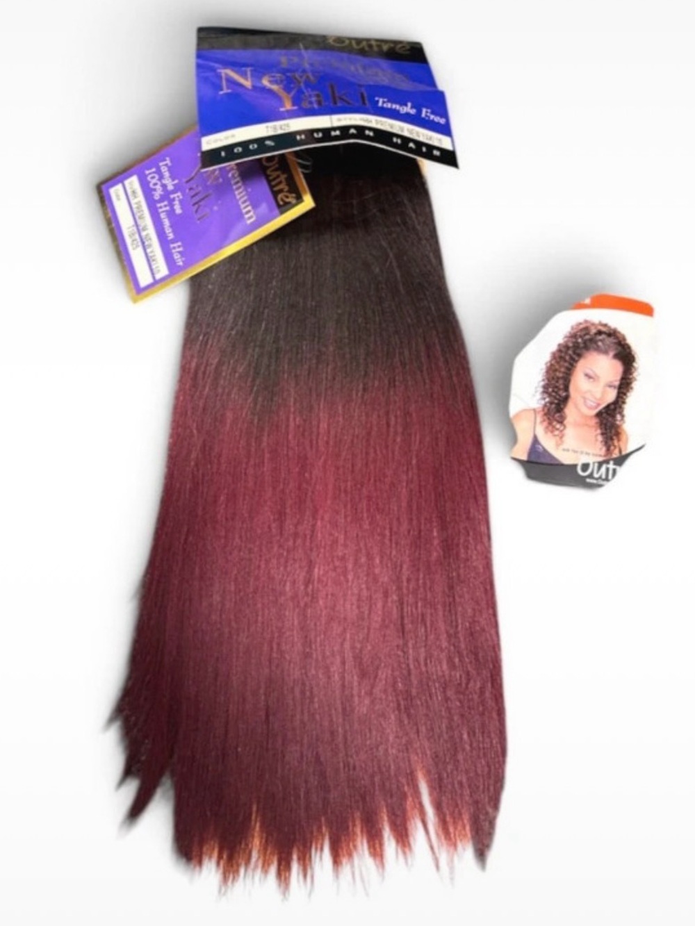 100% human hair bundles Outre color black and burgundy 10 inch
- Burgundy